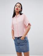 Weekday Oversized Collar Shirt In Pale Pink - Pink