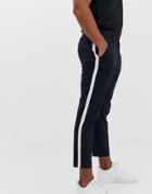 Burton Menswear Smart Pants With Size Stripe In Navy - Navy