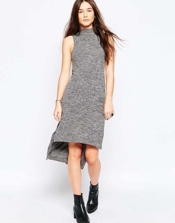 Brave Soul Turtleneck Sleeveless Body-conscious Dress - Charcoal Marl