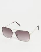 Asos Design 70s Aviator Sunglasses With Smoky Lens In Gold