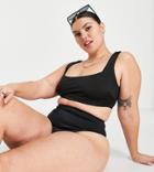 Asos Design Curve Recycled Mix & Match Sleek Crop Bikini Top In Black