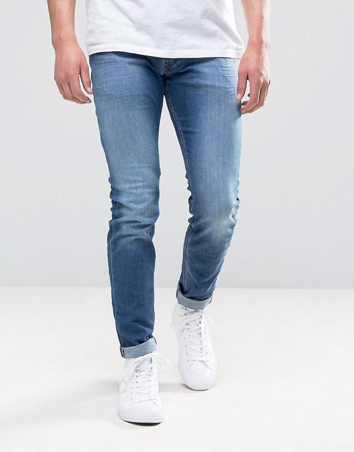 Diesel Sleenker Skinny Jeans 0681n Mid Wash - Blue