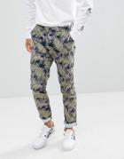 Asos Skinny Pants In Vintage Palm Tree Print - Red