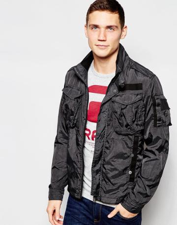 G-star Overshirt Jacket Rovic Nylon In Raven Overdye - Raven