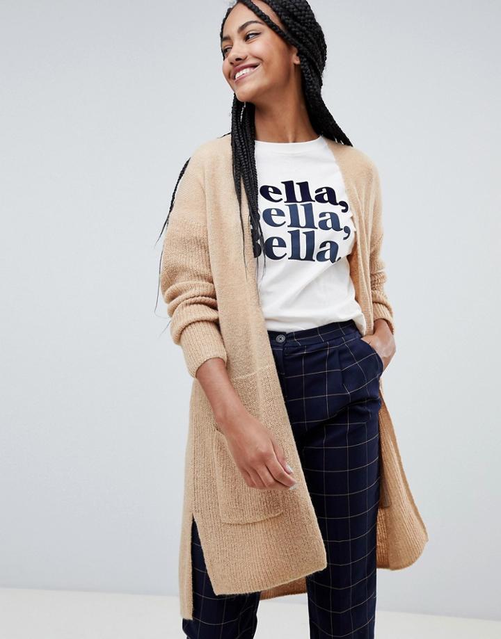 Esprit Oversized Cardigan With Pockets - Beige