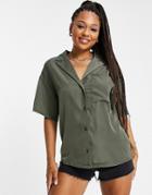 In The Style X Naomi Genes Set Oversized Shirt In Khaki-green