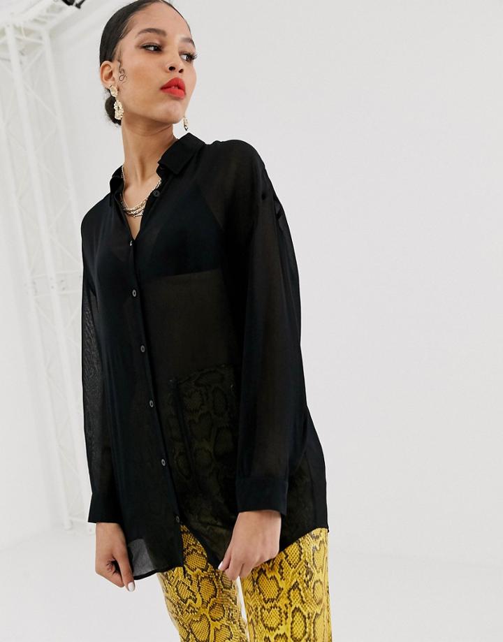 Bershka Shirt In Black - Black