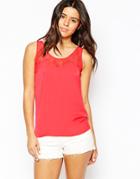 Vila Tank Top With Lace Detail - Teaberry