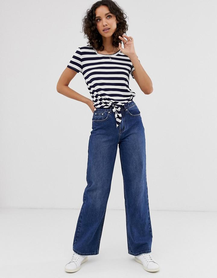 Only Stripe Knot Front T-shirt - Multi