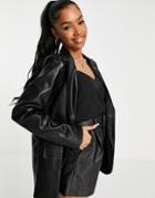 In The Style X Perrie Sian Leather Look Blazer In Black - Part Of A Set