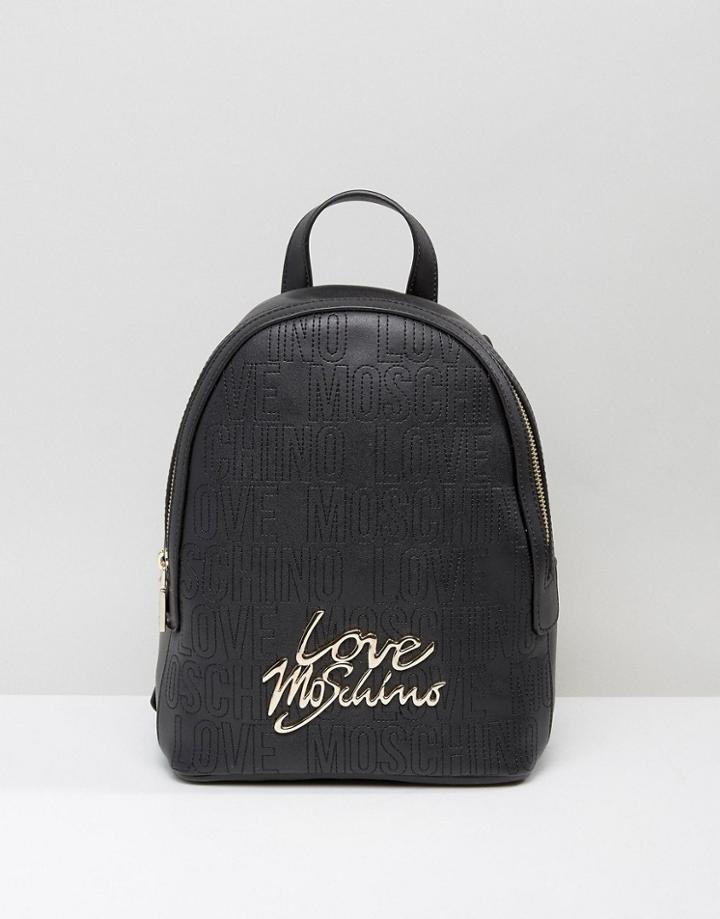 Love Moschino Structured Backpack With Hardware Detail - Black