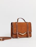 Asos Design V-bar Structured Satchel Bag-tan