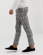 River Island Super Skinny Fit Smart Pants In Navy And Gray Check - Gray