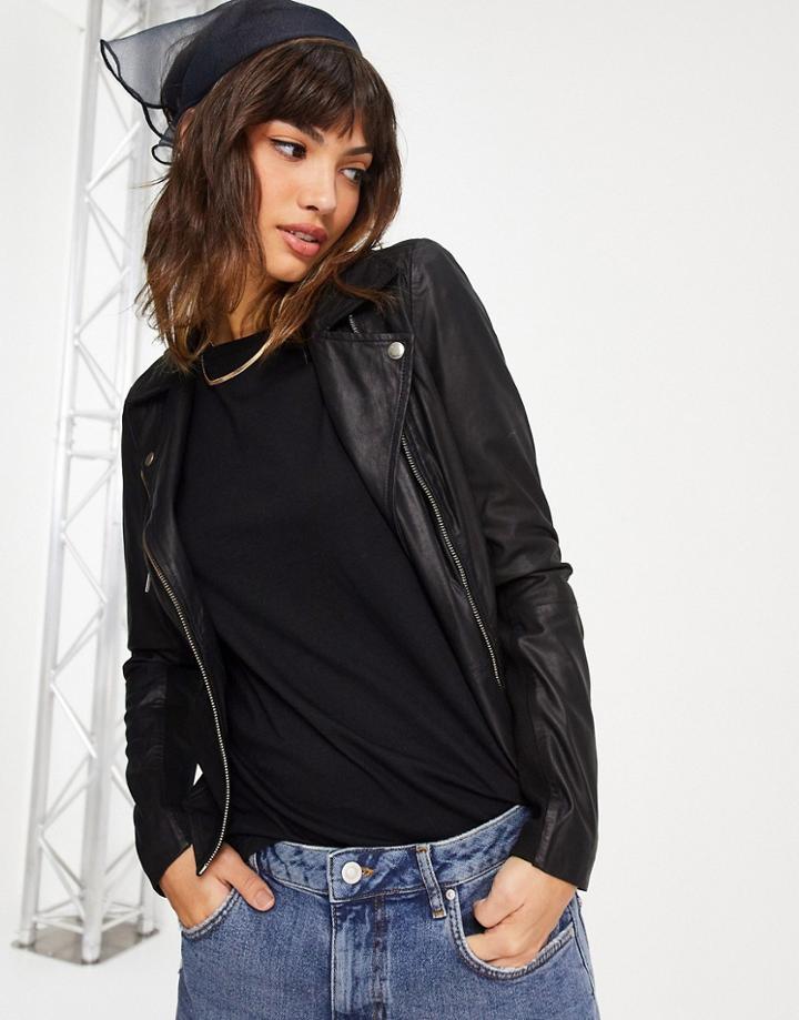 Y.a.s Sophie Soft Leather Jacket In Black