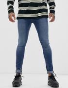 Topman Spray-on Jeans In Mid Wash-blues