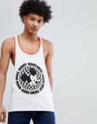 Asos Design Mickey Extreme Racer Back Tank With Disco Print - White