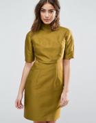Asos Two Piece Grown On Neck Mini Dress - Green