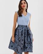 Closer V Neck 2 In 1 Dress-blue