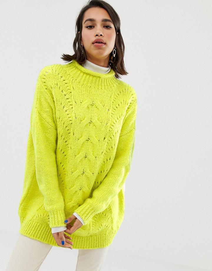 Stradivarius Str Roll Neck Sweater In Yellow - Yellow