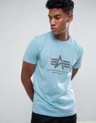 Alpha Industries Logo T-shirt Regular Fit In Sky Blue - Blue