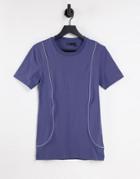 Asos Design Muscle Fit T-shirt With Reflective Piping In Navy - Part Of A Set