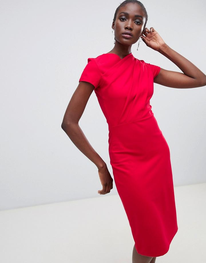 Finery Miller Twist Pencil Dress - Red