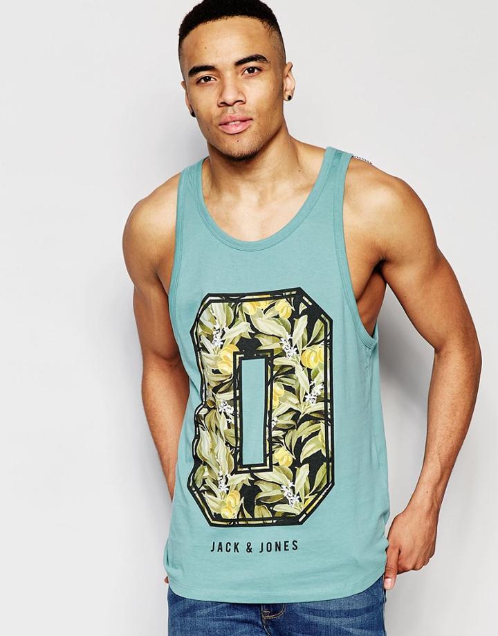 Jack & Jones Tank With Print - Mineral Blue
