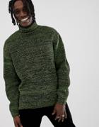 Asos Design Knitted Oversized Rib Sweater In Green