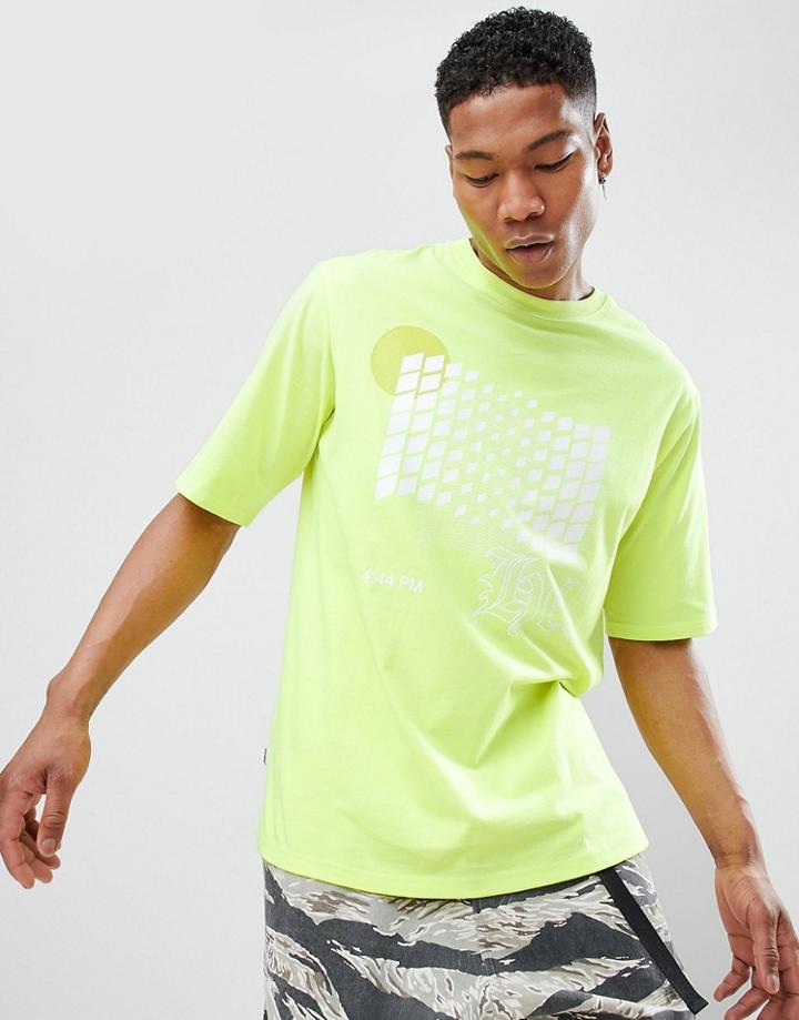 Antimatter T-shirt In Yellow With Checkerboard Graphic - Yellow