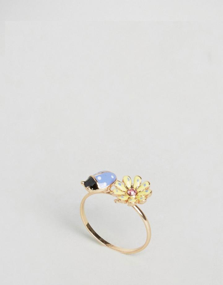 Asos Bug & Flower Ring - Multi