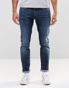Wrangler Larston Slim Jean X-mex Superstretch Repair Knee Mid Wash - Blue