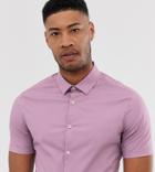 Asos Design Tall Skinny Fit Shirt In Pink