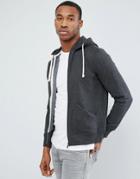 Celio Zip Up Hoodie In Dark Gray - Gray