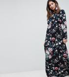 Asos Design Maternity Exclusive Long Sleeve Printed Maxi Dress - Multi