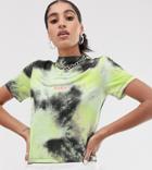 The Ragged Priest High Neck Crop Top In Tie Dye - Green