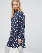 Vila Blur Print Longline Shirt - Black