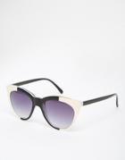 Asos Cat Eye Sunglasses In Mono Color Block - Mono