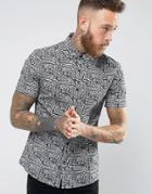 Asos Skinny Fit Batik Print Shirt - Black
