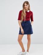 Brave Soul Mini Skirt With Drawstring Waist - Navy