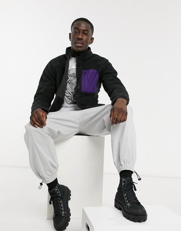 Only & Sons Fleece With Contrast Pocket In Black
