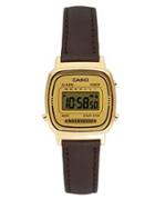Casio Brown Leather Strap Digital Watch - Brown