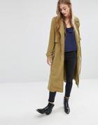 Mango Soft Trench Coat - Green