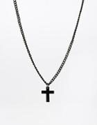 Asos Necklace With Cross Pendant - Black