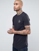 Friend Or Faux Fontaine Curved Hem T-shirt - Navy