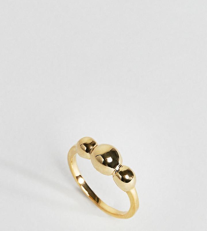 Asos Gold Plated Sterling Silver Triple Ball Ring - Gold