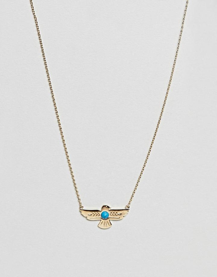 Orelia Semi Precious Eagle Pendant Necklace In Gold - Gold