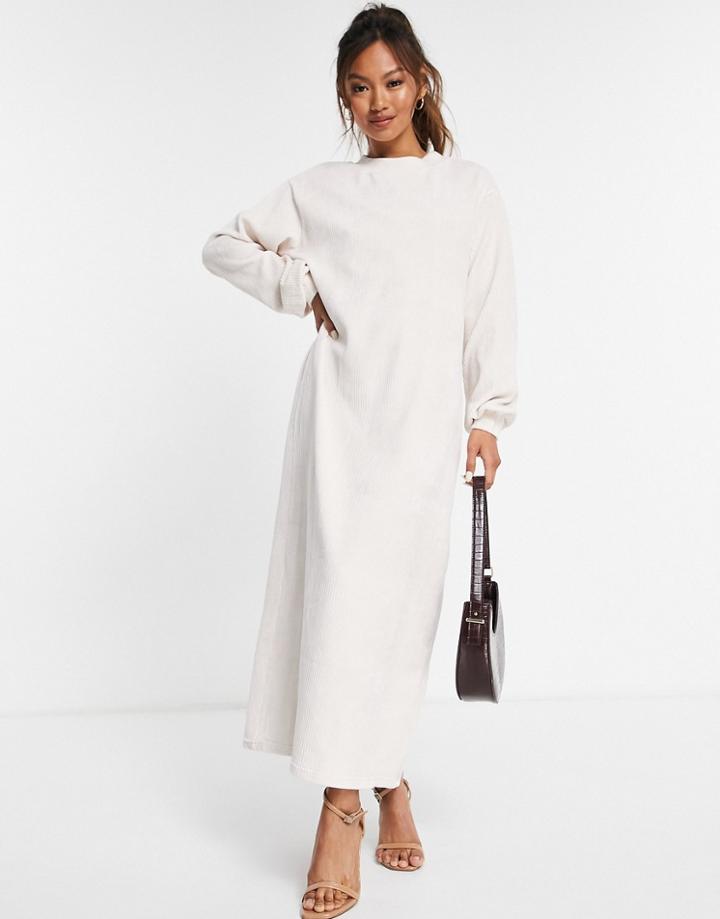 Glamorous Midi Column Dress In Pink Velvet Cord