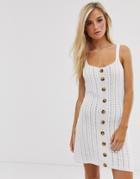 Asos Design Crochet Button Up Mini Dress - White