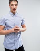 Jack & Jones Premium Slim Short Sleeve Oxford Shirt - Blue