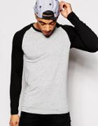 Asos Extreme Muscle Fit Long Sleeve T-shirt With Contrast Raglan Sleeves And Stretch
